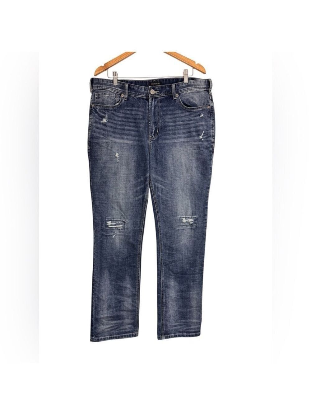 Warehouse One Men’s Slim Straight Distressed Jeans 36x32 Medium Wash Casual